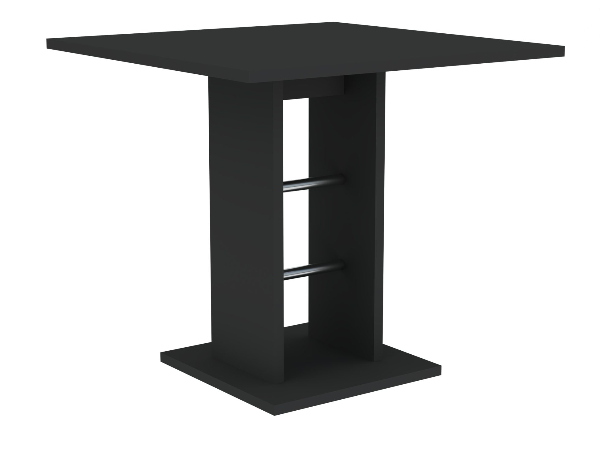 Antracytowy stół Volkaro 76 × 76 cm – widok ukośny podstawy i blatu