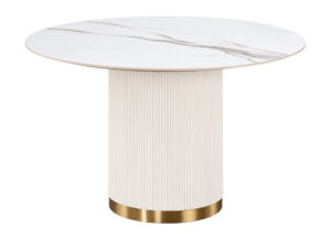 Miniaturka 6 - Stół okrągły 120 cm ecru z marmurowym blatem Eleganza — widok produktu na białym tle
