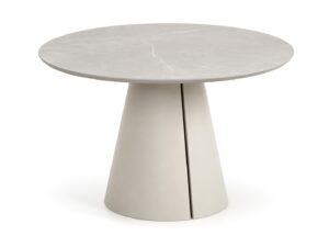Miniaturka 6 - Stół okrągły Calvetta 100 cm ze spiekiem kwarcowym – blat spiek ritual taupe, kaszmirowy stelaż