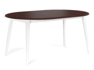 Miniaturka 3 - Stół okrągły Ingrid z blatem w kolorze orzech i białymi nogami, jeden wkład 50 cm