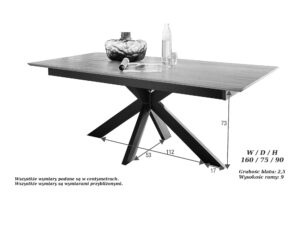 Miniaturka 4 - Rozkładany stół dębowy Ostero na metalowej podstawie – zdjęcie 5