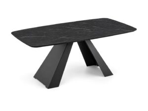 Miniaturka 6 - Stół owalny Mirvano 160 cm ze spiekiem kwarcowym – blat spiek desire black, czarny stelaż