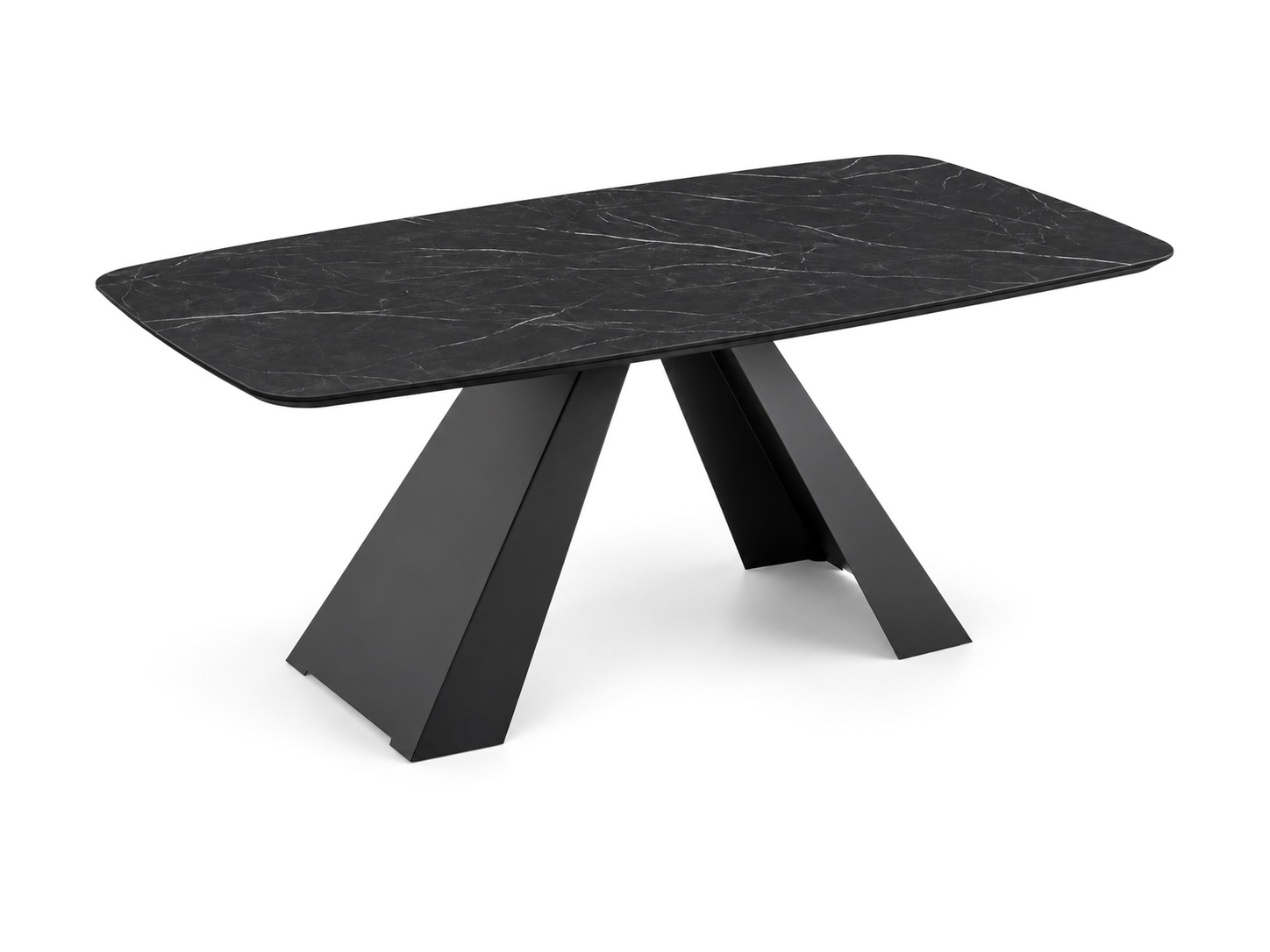 Owalny stół Mirvano ze spiekiem Desire Black i czarnym stelażem