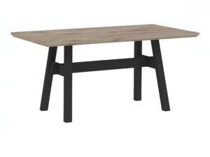 Miniaturka 5 - Stół Portavello 160 × 90 cm dąb Viking i czarny – pełny blat, nogi i poprzeczka na białym tle