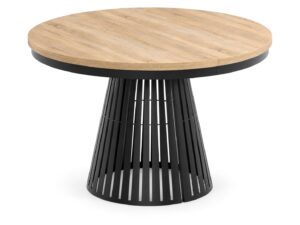 Miniaturka 9 - Stół rozkładany okrągły Conello Bis 120 cm z obręczą – blat dąb sonoma, czarny stelaż