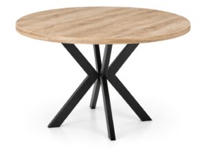 Miniaturka 9 - Stół rozkładany okrągły Edvaro 120 cm – blat dąb sonoma, czarny stelaż