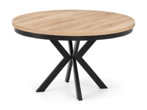 Miniaturka 9 - Stół rozkładany okrągły Edvaro 120 cm z obręczą – blat dąb sonoma, czarny stelaż