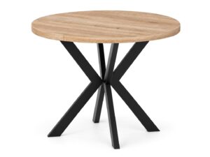 Miniaturka 9 - Stół rozkładany okrągły Edvaro 90 cm – blat dąb sonoma, czarny stelaż