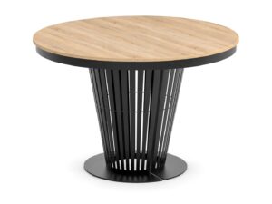 Miniaturka 9 - Stół rozkładany okrągły Elantio 120 cm – blat dąb sonoma, czarny stelaż