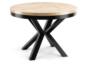 Miniaturka 6 - Stół rozkładany okrągły Narvello 120 cm – blat dąb craft złoty, czarny stelaż