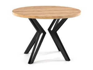 Miniaturka 6 - Stół rozkładany okrągły Randello 100 cm – blat dąb craft złoty, czarny stelaż