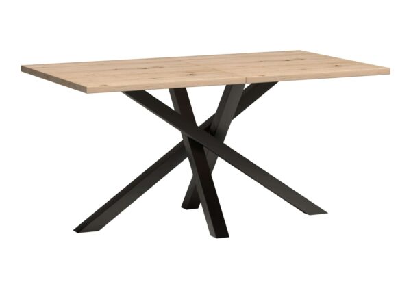 Stół rozkładany Sorenta 160 cm z blatem Dąb Artisan na czarnych nogach