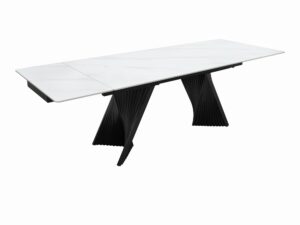 Miniaturka 2 - Stół rozkładany z marmurowym blatem Virtus 160–240 cm biały / grafitowy – zdjęcie 3