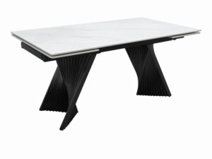 Miniaturka 1 - Stół rozkładany z marmurowym blatem Virtus 160–240 cm biały / grafitowy – zdjęcie 2