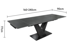 Miniaturka 6 - Stół rozkładany Virtus M30-EXT – rysunek wymiarów 160–240 × 90 × 77 cm