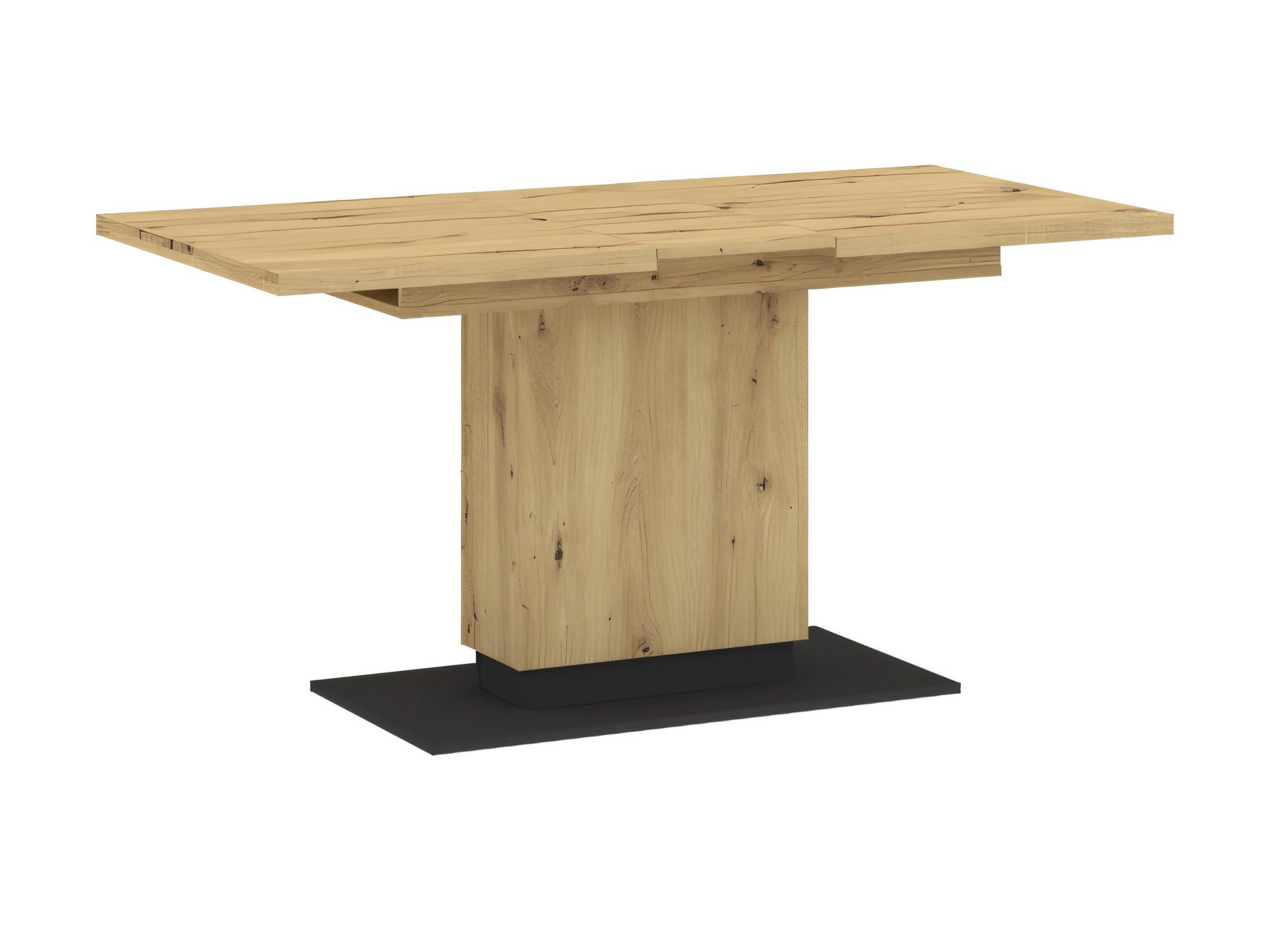 Stół Stilvero 120–180 cm dąb artisan i czarny widok z boku