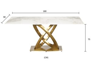 Miniaturka 5 - Rysunek wymiarowy stołu Virtus – 180 × 90 × 75 cm