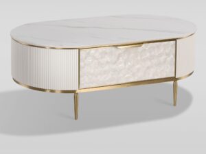 Miniaturka 5 - Stolik Eleganza biały ecru widok pod kątem