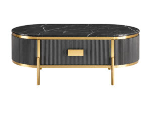 Miniaturka 7 - Stolik kawowy 124 cm grafitowy z ryflowaną szufladą Eleganza — widok produktu na białym tle