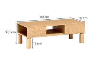 Miniaturka 3 - Stolik kawowy Dunvelo 110 × 50 × 36,8 cm – wymiary