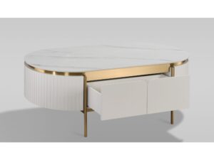 Miniaturka 1 - Stolik kawowy z dwiema szufladami 122 cm ecru – Eleganza – zdjęcie 3