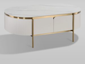 Miniaturka 3 - Stolik kawowy z dwiema szufladami 122 cm ecru – Eleganza – zdjęcie 2
