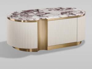 Miniaturka 2 - Stolik kawowy Eleganza z ryflowanym korpusem – widok pod kątem