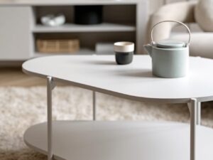 Miniaturka 6 - Stolik kawowy Fenita 90 cm kaszmir, blat i dolna półka w salonie