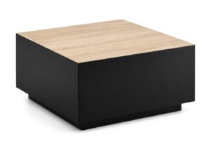 Miniaturka 7 - Stolik kawowy kwadratowy Quarvo 65 cm o kubicznej formie – blat dąb sonoma, czarny stelaż
