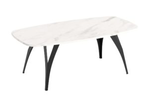 Miniaturka 3 - Stolik kawowy Lorvana – blat marmur bianco, czarny stelaż