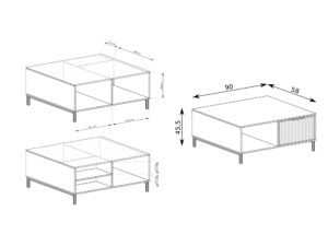 Miniaturka 3 - Stolik kawowy Movena schemat konstrukcji i przestrzeni pod blatem
