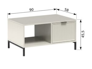 Miniaturka 2 - Stolik kawowy Movena rysunek wymiarowy blatu 90 na 58 cm oraz wysokości