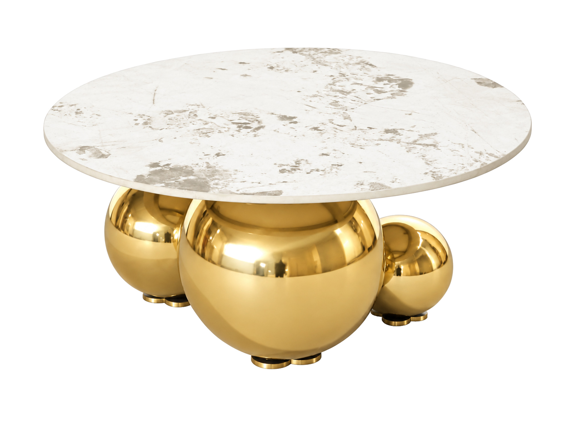 Stolik Virtus z okrągłym blatem – trzy kule z innej strony