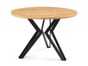 Miniaturka 6 - Stolik kawowy okrągły Mosvelo 75 cm z obrzeżem PCV – blat dąb craft złoty, czarny stelaż