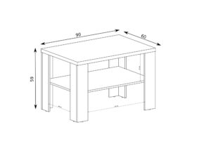 Miniaturka 4 - Stolik kawowy Pradella 90x60 cm z rysunkiem wymiarowym