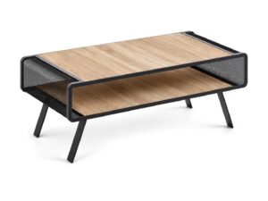Miniaturka 8 - Stolik kawowy prostokątny Torvella 120 cm z dolną półką – blat dąb sonoma, czarny stelaż