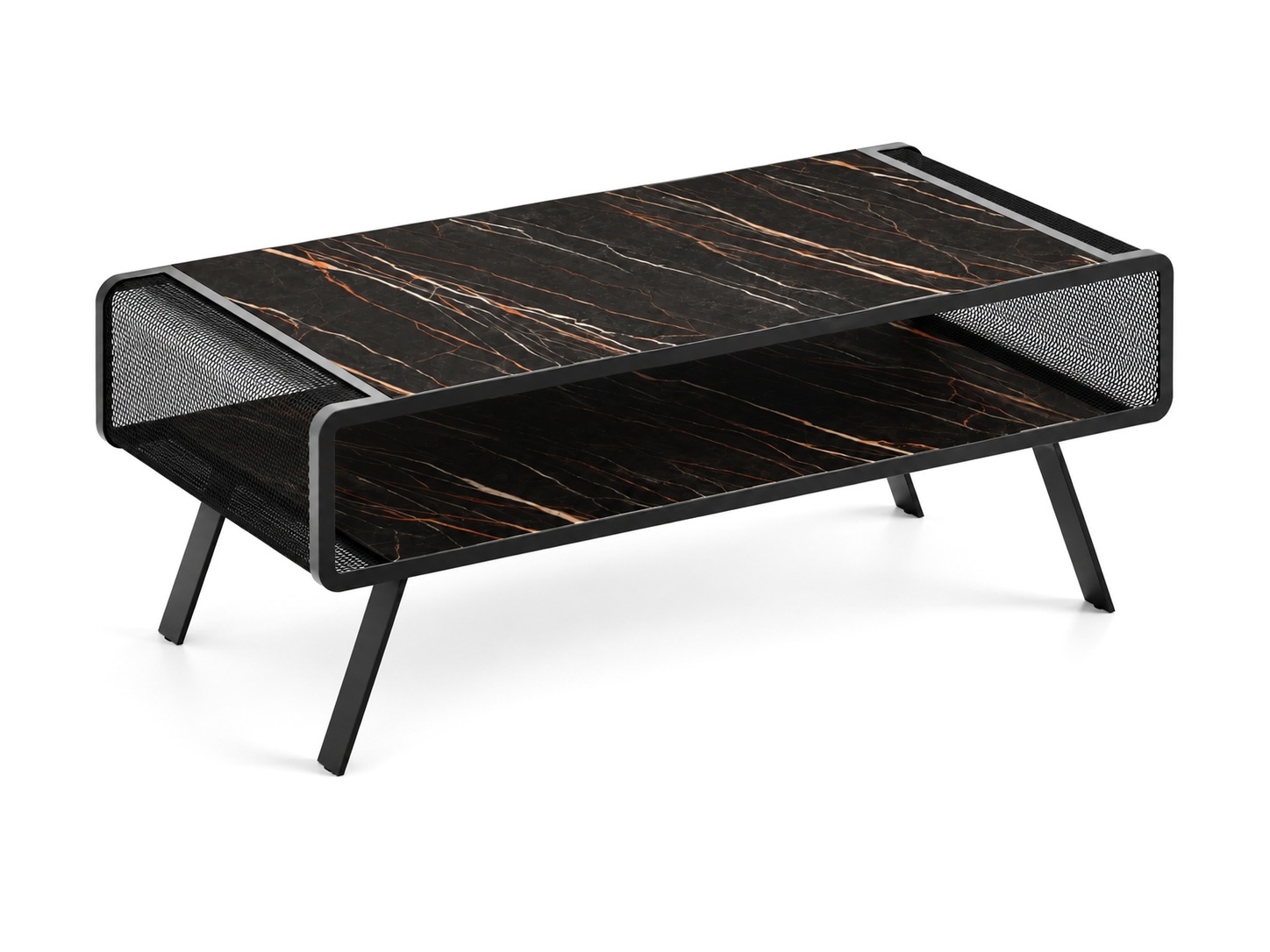 Stolik kawowy Torvella 121 cm ze spiekiem Pleasure Brown i czarną podstawą