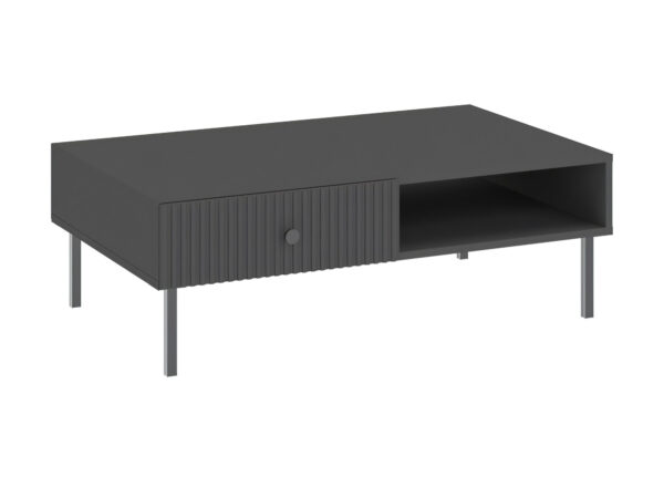 Stolik kawowy Vienaro 102 cm antracytowy z 2 szufladami