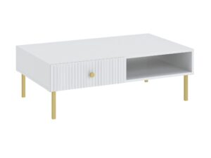 Miniaturka 1 - Stolik kawowy Vienaro 102 cm biały z 2 szufladami