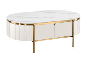 Miniaturka 5 - Stolik kawowy z dwiema szufladami 122 cm ecru Eleganza — widok produktu na białym tle