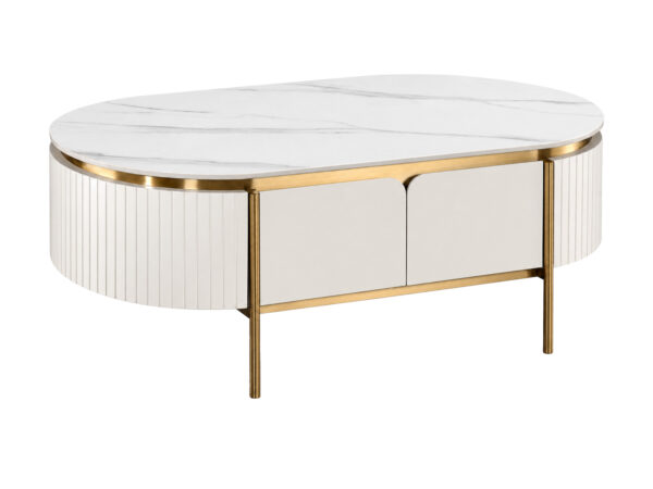 Stolik kawowy z dwiema szufladami 122 cm ecru Eleganza — widok produktu na białym tle