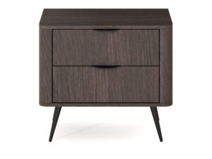 Miniaturka 6 - Stolik nocny Gardano 63 cm – dwie zamknięte szuflady i czarne nogi, widok z przodu