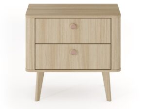 Miniaturka 6 - Stolik nocny Morvena 63 cm dąb barista – dwie szuflady, front na białym tle