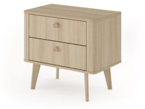 Miniaturka 2 - Stolik nocny Morvena dąb barista – zaokrąglone boki i nogi pod kątem