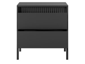 Miniaturka 3 - Czarny stolik nocny Ombrino – blat oraz dwa fronty szuflad
