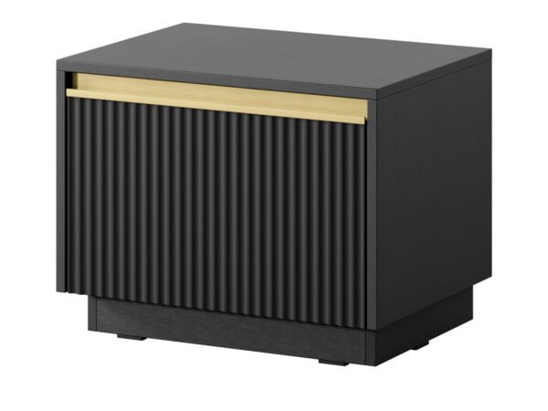 Stolik nocny Regalio czarny – ryflowana szuflada od frontu