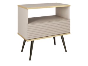 Miniaturka 3 - Stolik nocny Teyser MDF beżowy z czarnymi nogami — front