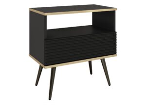 Miniaturka 5 - Stolik nocny Teyser MDF czarny z czarnymi nogami — front