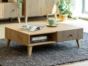 Miniaturka 1 - Stolik kawowy z szufladą Norvello 102 cm dąb artisan czarny – zdjęcie 2