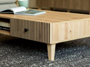 Miniaturka 2 - Stolik kawowy z szufladą Norvello 102 cm dąb artisan czarny – zdjęcie 3